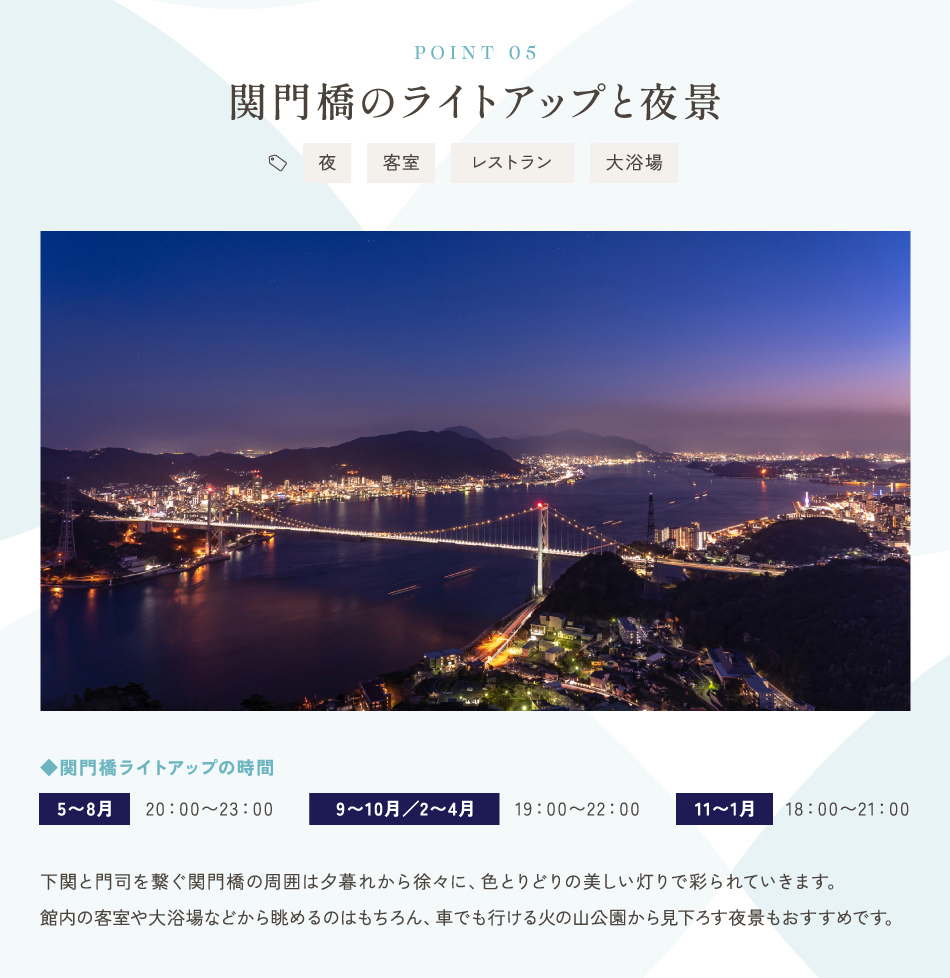 関門橋のライトアップと夜景